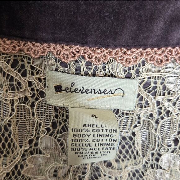 ANTHROPOLOGIE Elevenses Y2K archive waxwing brown velvet peplum crop jacket 4 - Picture 6 of 11